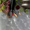 top-view-wine-bottle-marble-background